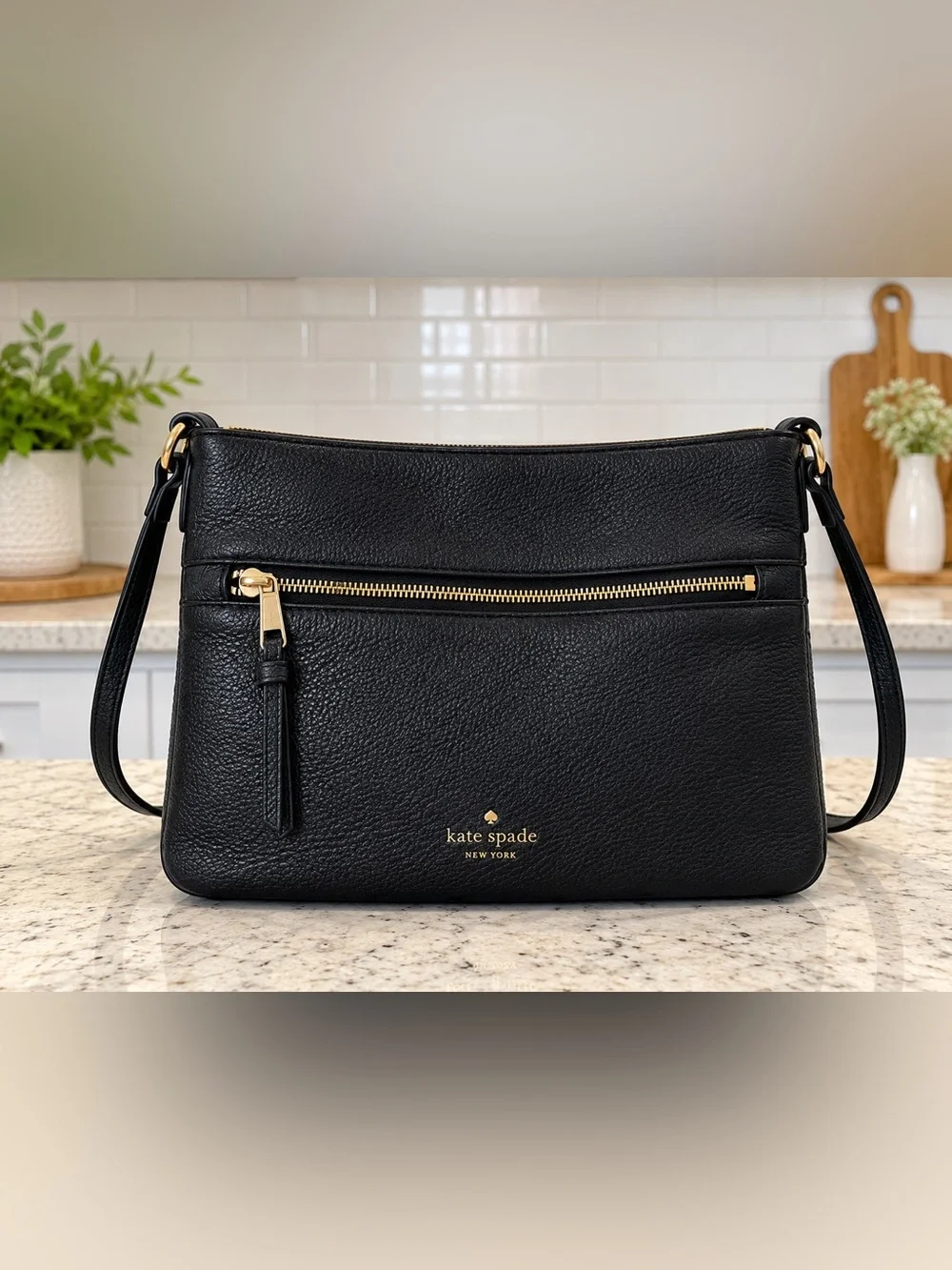 *low start* Kate Spade Polly Medium Crossbody Black Pebbled Learher